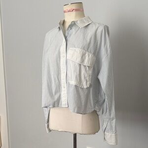 Madewell White and Blue Striped Shirt